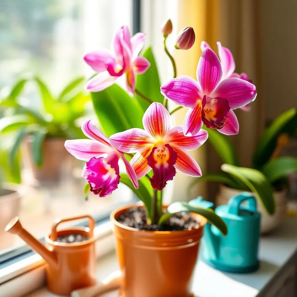 カトレア鉢植えの手入れ：置き場所、水やり、肥料の与え方